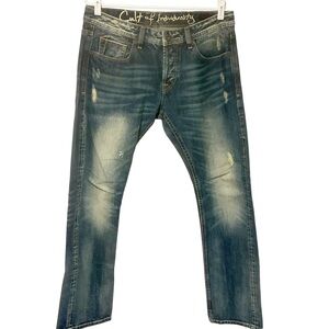 Cult of Individuality Men’s Size 32x34 Distressed Rebel Straight Jean